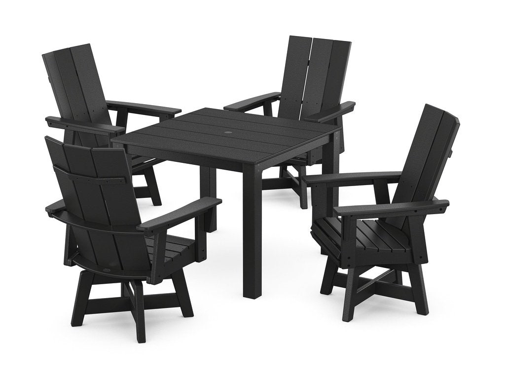 Modern Curveback Adirondack 5-Piece Parsons Swivel Dining Set Photo