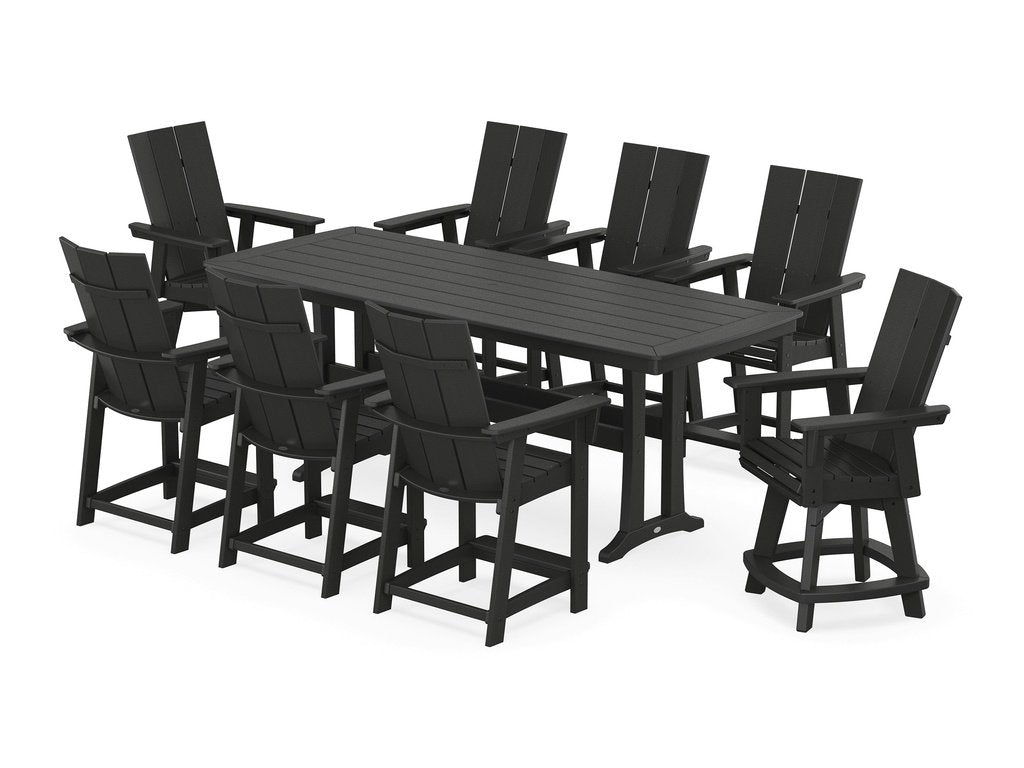 Modern Curveback Adirondack Swivel 9-Piece Counter Set with Trestle Legs Photo