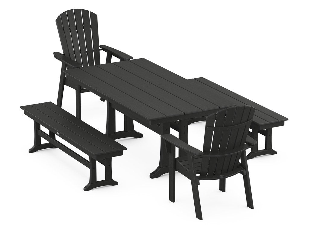 Nautical Adirondack 5-Piece Farmhouse Dining Set With Trestle Legs Photo