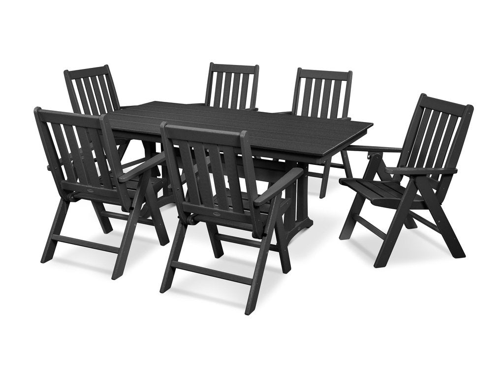 Vineyard Folding Chair 7-Piece Farmhouse Dining Set with Trestle Legs Photo