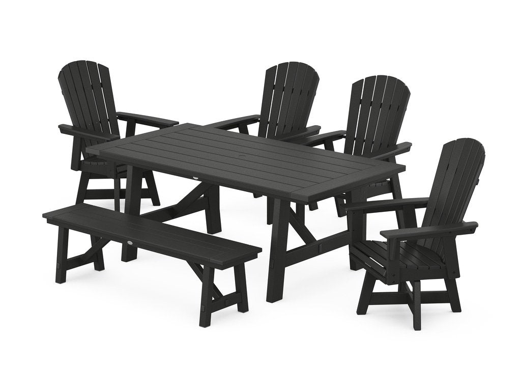 Nautical Adirondack Swivel 6-Piece Rustic Farmhouse Dining Set With Trestle Legs Photo