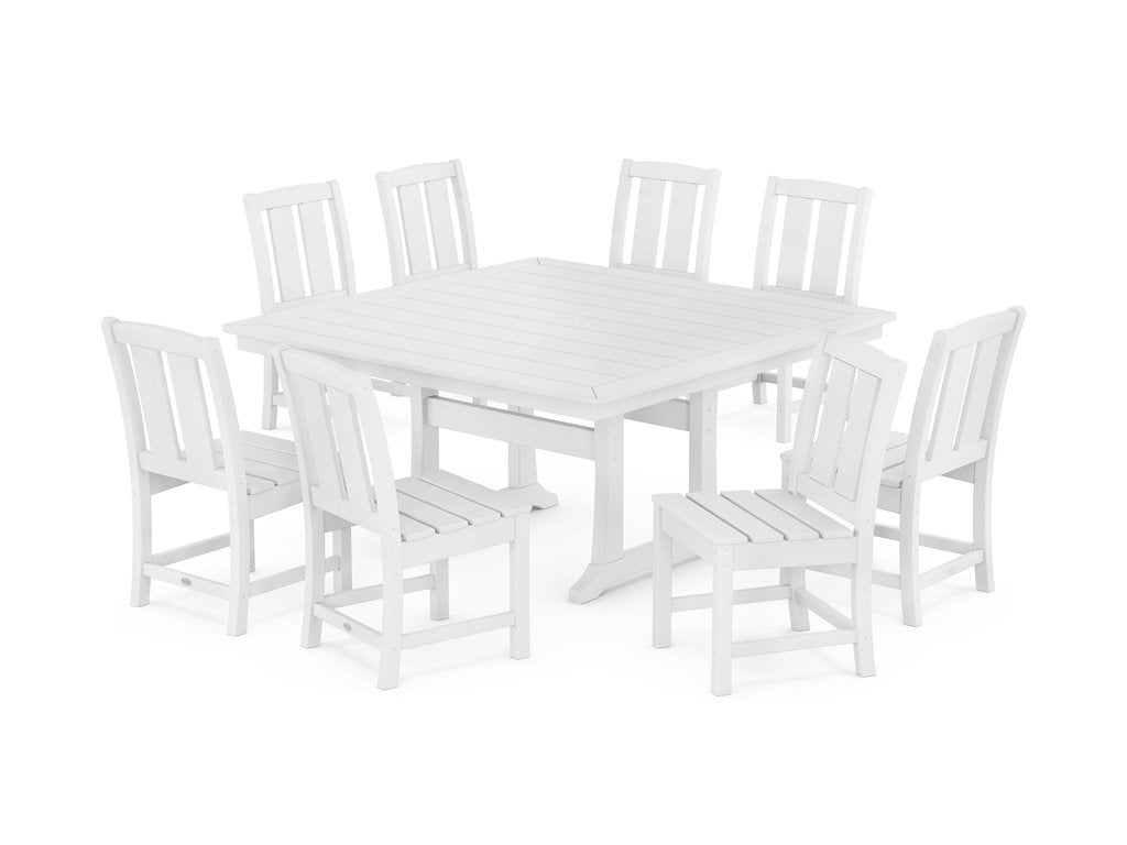 Mission Side Chair 9-Piece Square Dining Set with Trestle Legs Photo