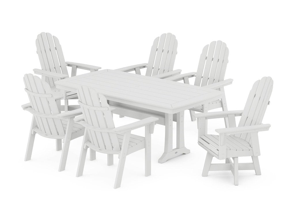 Vineyard Curveback Adirondack Swivel Chair 7-Piece Dining Set with Trestle Legs Photo