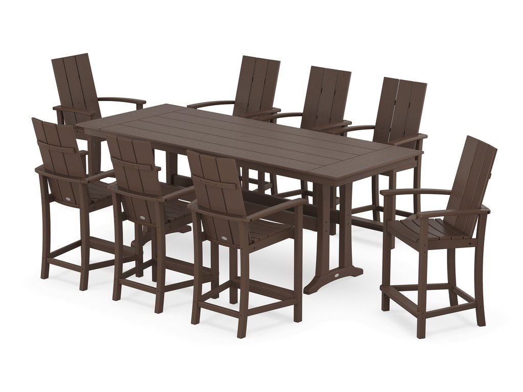 Modern Adirondack 9-Piece Farmhouse Counter Set with Trestle Legs Photo