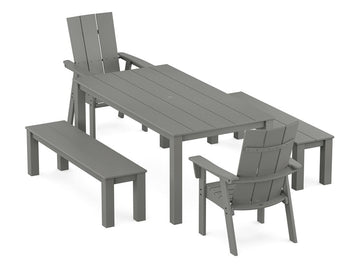 Modern Curveback Adirondack 5-Piece Parsons Dining Set with Benches Photo