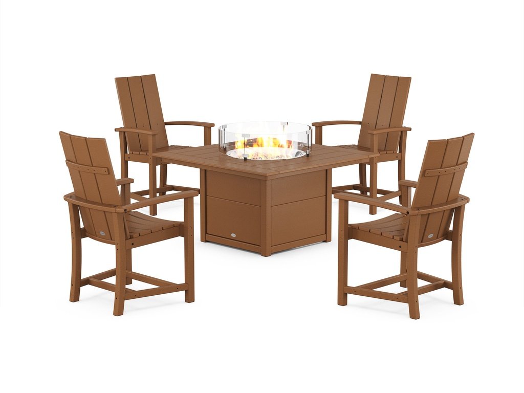 Modern 4-Piece Upright Adirondack Conversation Set with Fire Pit Table Photo