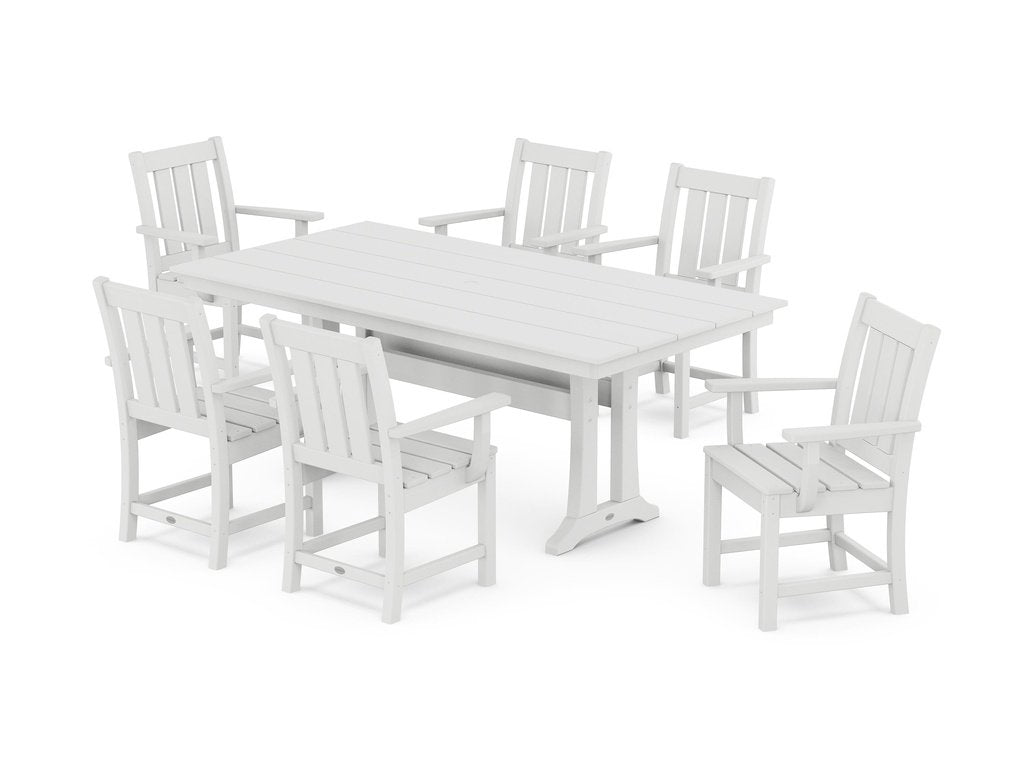 Oxford Arm Chair 7-Piece Farmhouse Dining Set with Trestle Legs Photo