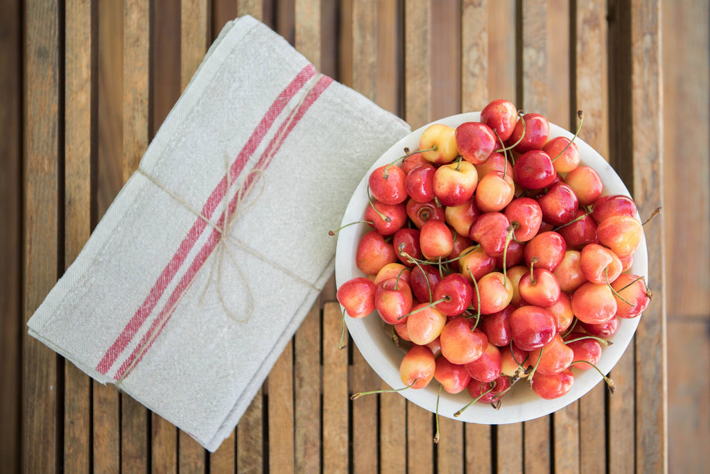 Vintage Linen Natural and Red Napkins