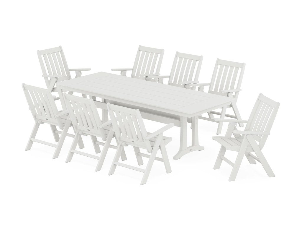 Vineyard Folding 9-Piece Farmhouse Dining Set with Trestle Legs Photo