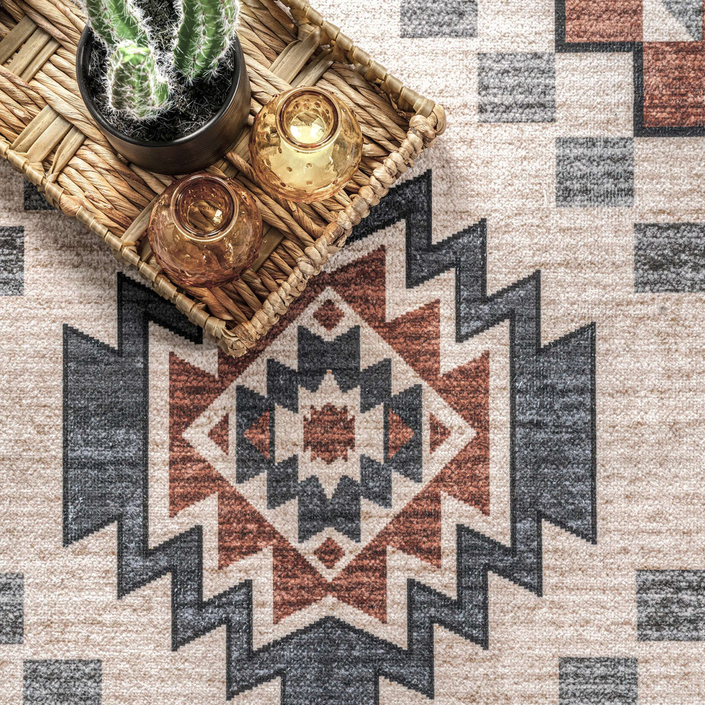 Leighton Machine Washable Southwestern Medallion Area Rug - Retreat Home Furniture