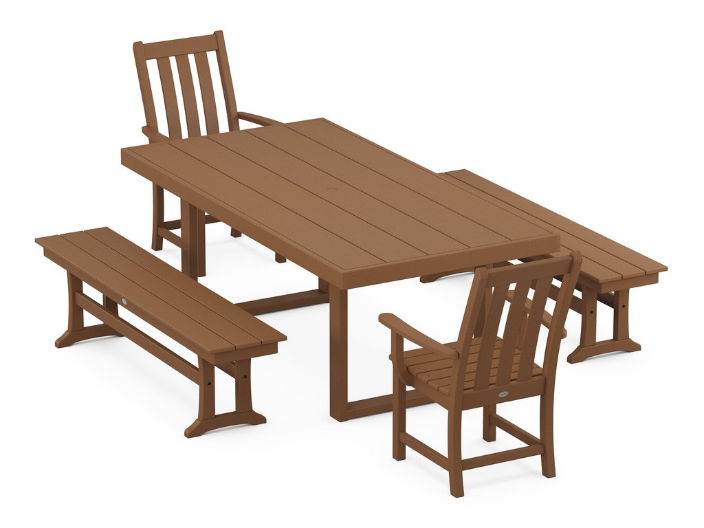 Vineyard 5-Piece Dining Set with Benches Photo