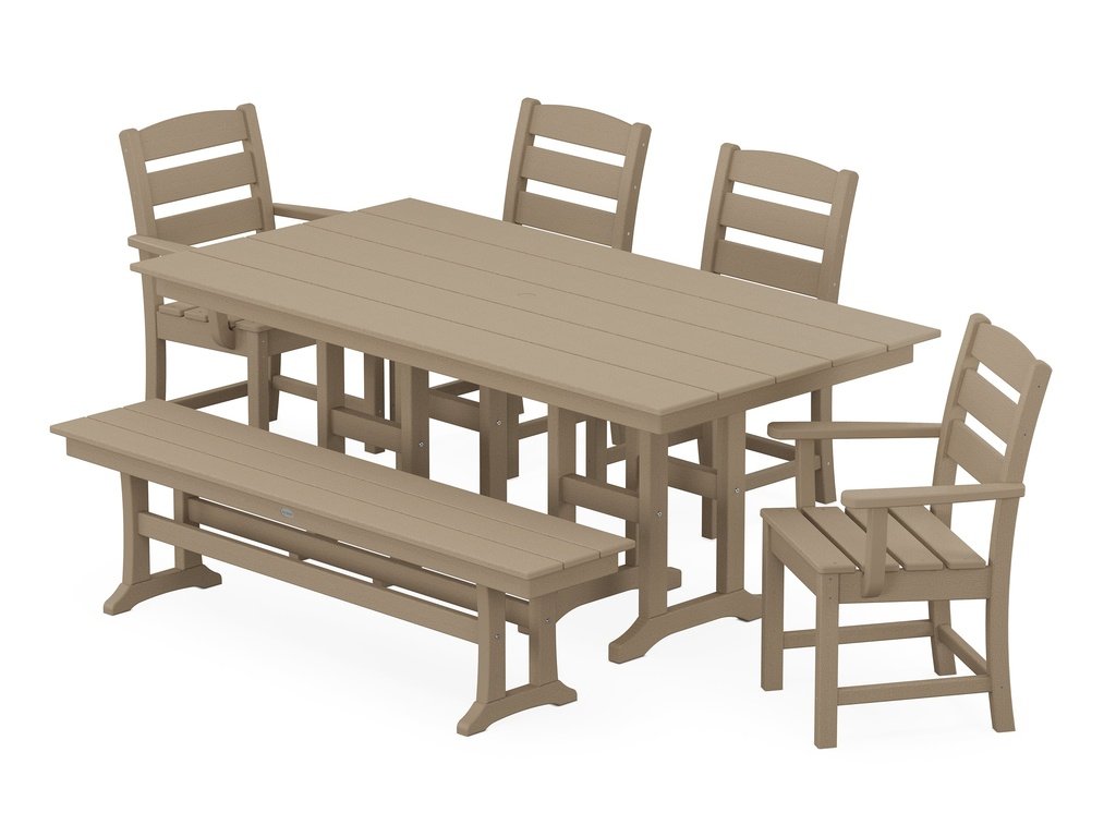 Lakeside 6-Piece Farmhouse Dining Set with Bench Photo