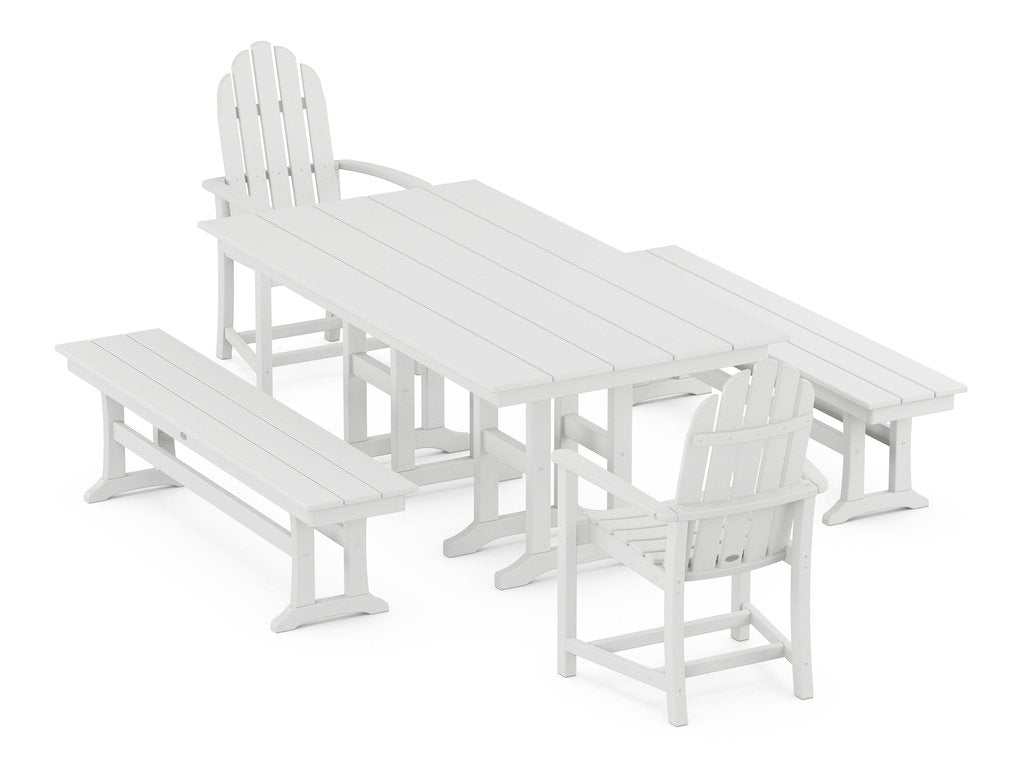 Classic Adirondack 5-Piece Farmhouse Dining Set with Benches Photo