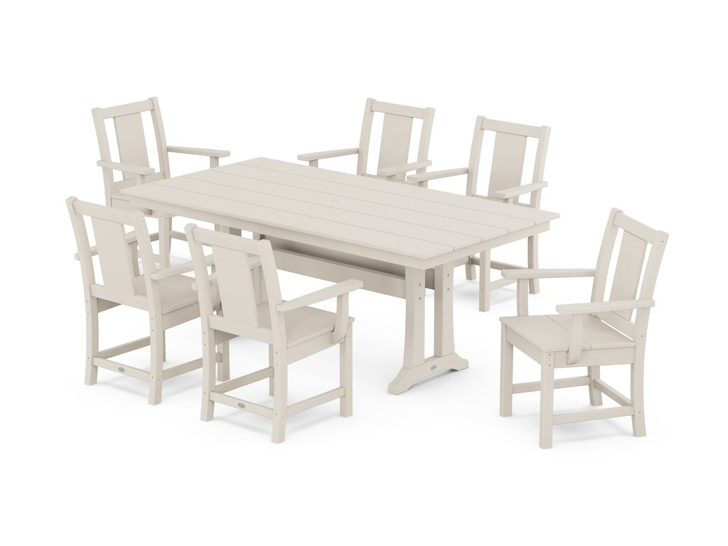 Prairie Arm Chair 7-Piece Farmhouse Dining Set with Trestle Legs Photo