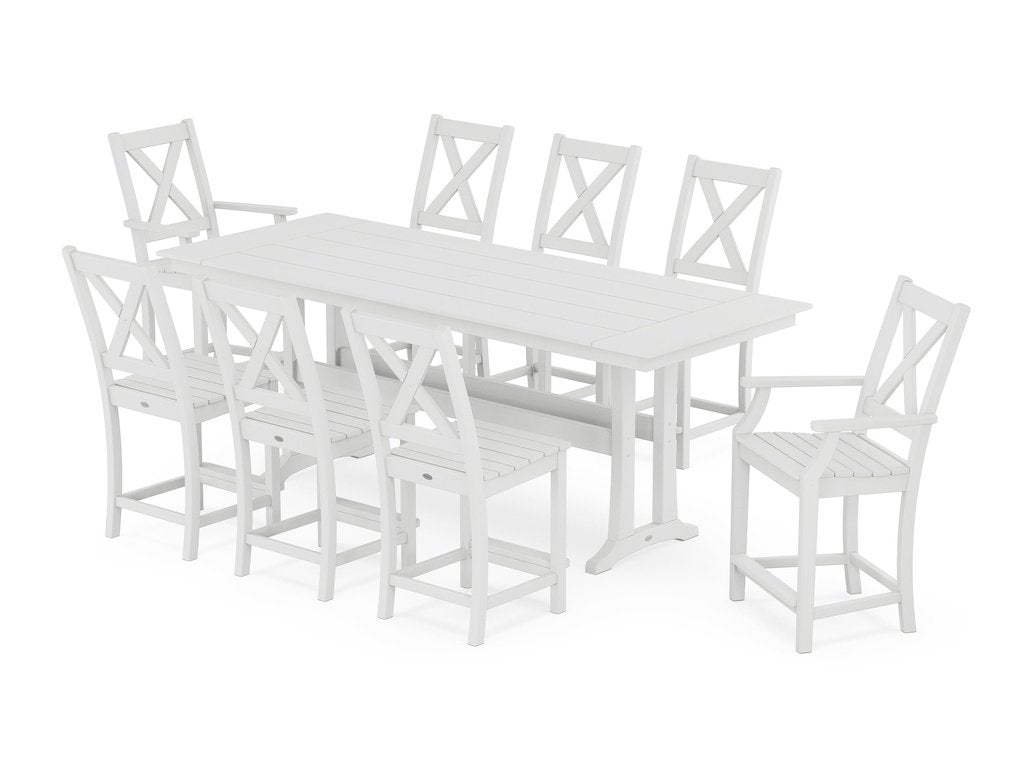 Braxton 9-Piece Farmhouse Counter Set with Trestle Legs Photo