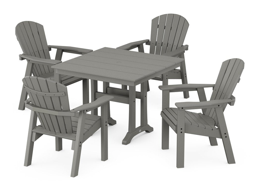 Seashell 5-Piece Farmhouse Dining Set With Trestle Legs Photo