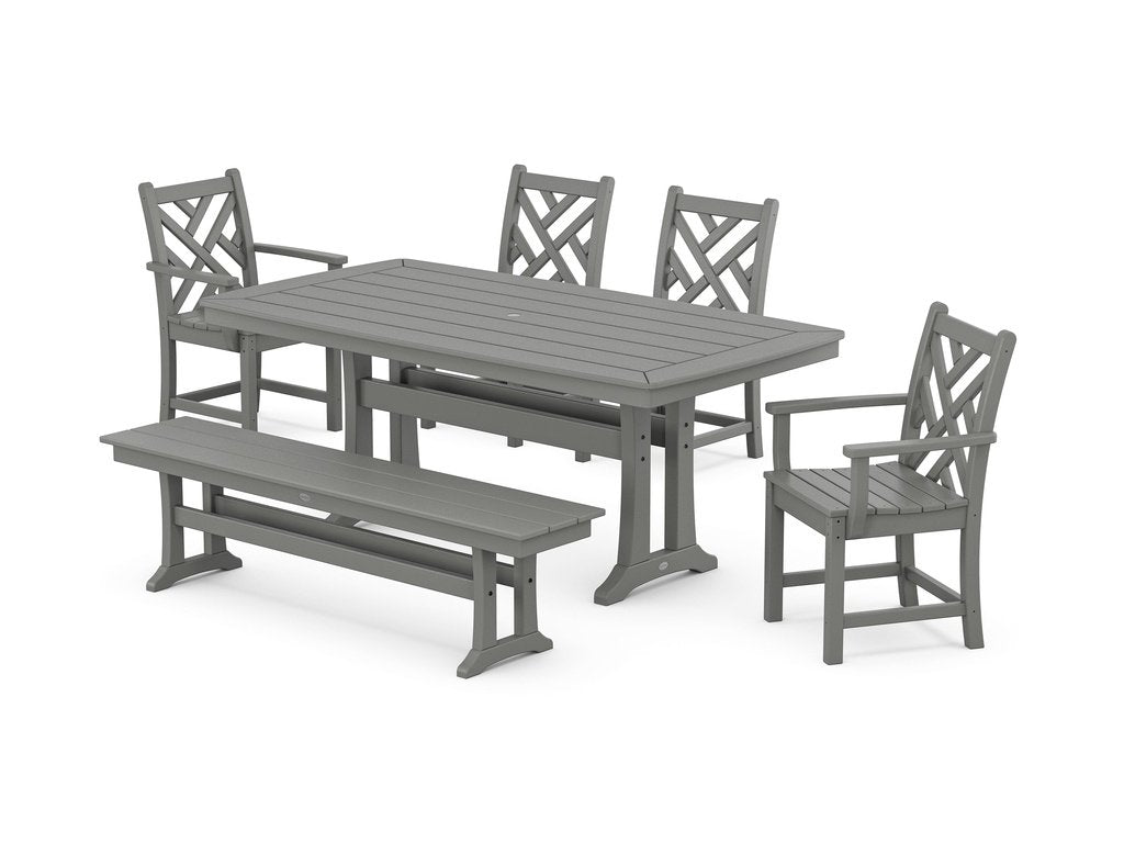 Chippendale 6-Piece Dining Set with Trestle Legs Photo