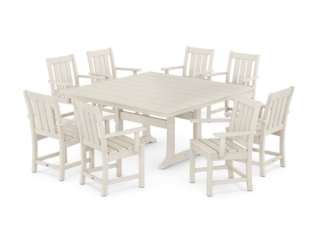 Oxford 9-Piece Square Farmhouse Dining Set with Trestle Legs Photo