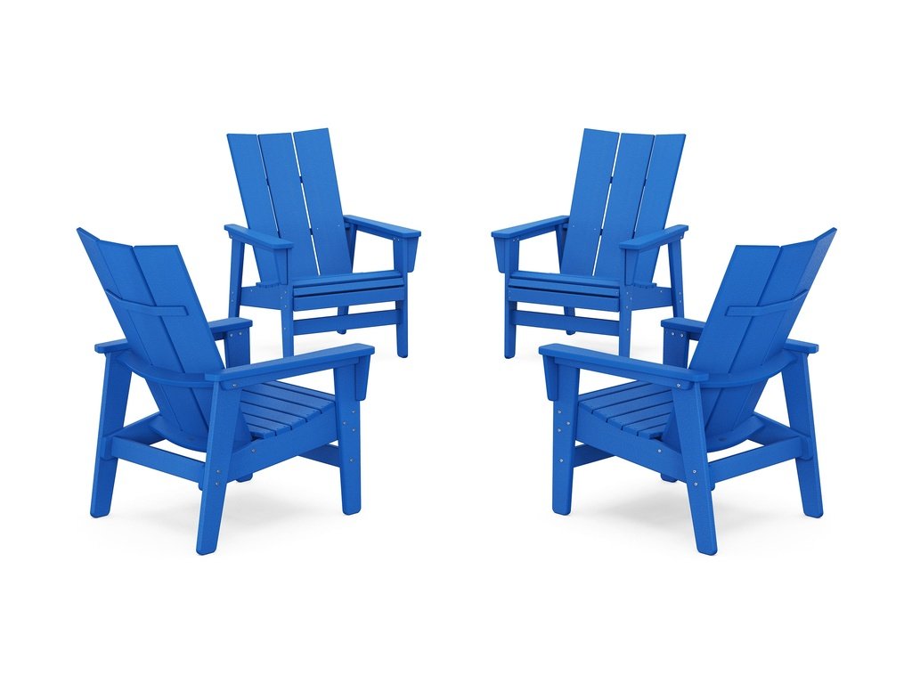 4-Piece Modern Grand Upright Adirondack Chair Conversation Set Photo