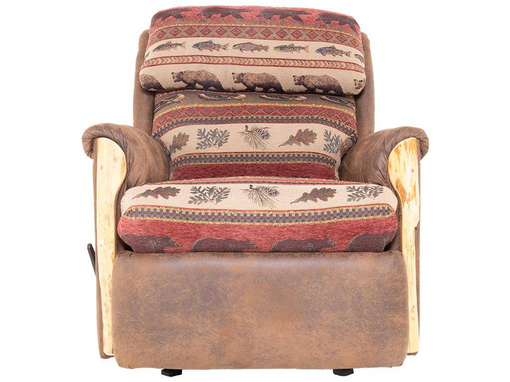 Rustic Red Pine Wood Trim Rocker Recliner - Retreat Home Furniture