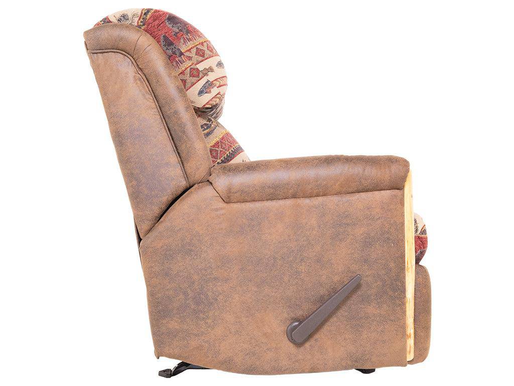 Rustic Red Pine Wood Trim Rocker Recliner - Retreat Home Furniture