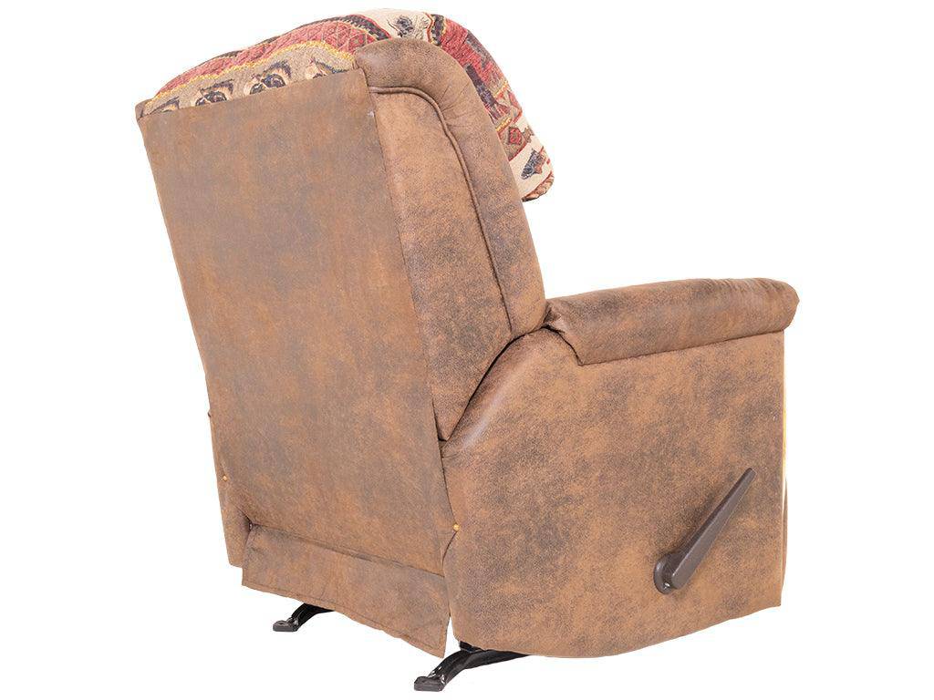 Rustic Red Pine Wood Trim Rocker Recliner - Retreat Home Furniture