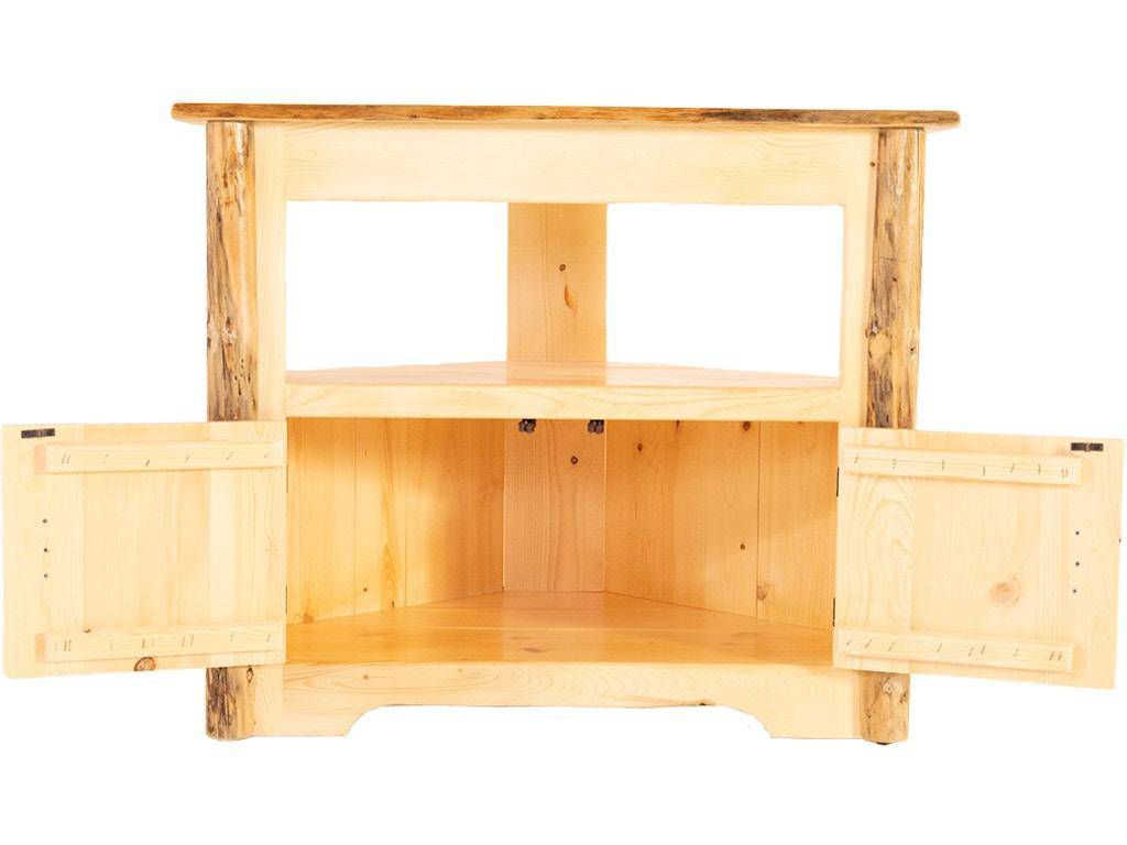 Rustic Red Pine Corner TV Stand