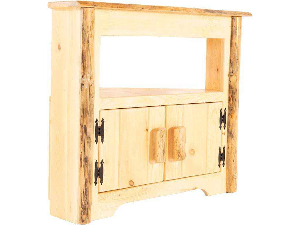 Rustic Red Pine Corner TV Stand