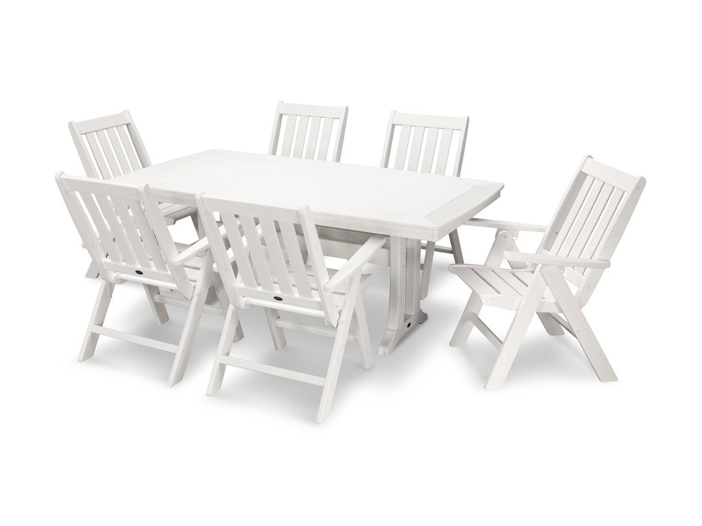 Vineyard Folding Chair 7-Piece Dining Set with Trestle Legs Photo