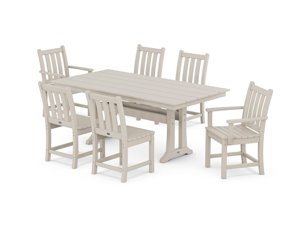 Traditional Garden 7-Piece Farmhouse Dining Set With Trestle Legs Photo