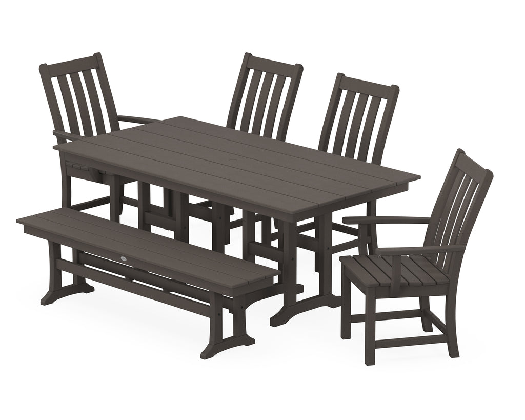 Vineyard 6-Piece Farmhouse Dining Set with Bench Photo