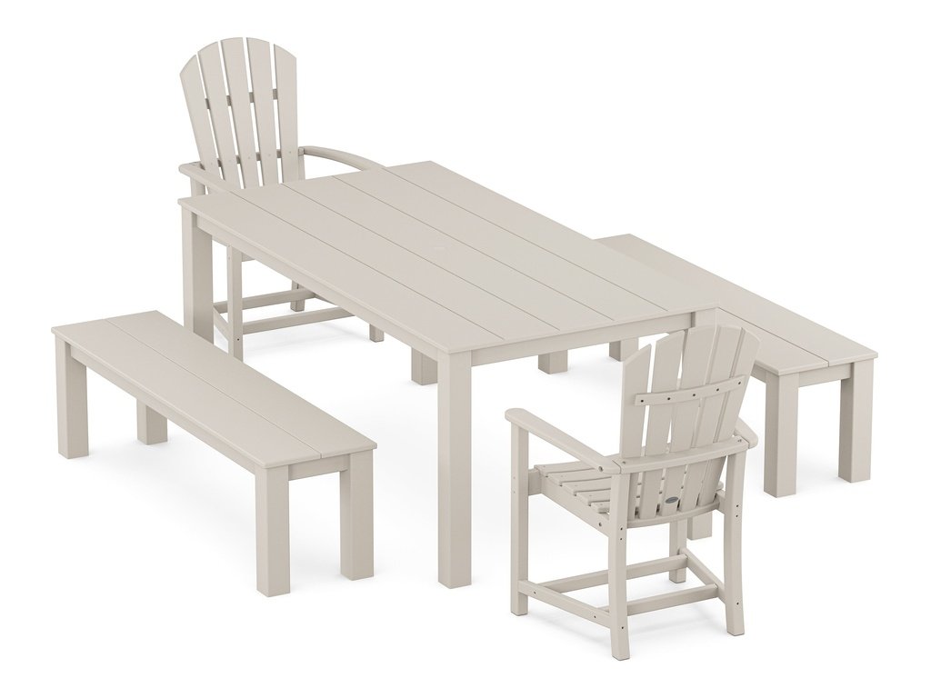 Palm Coast 5-Piece Parsons Dining Set with Benches Photo