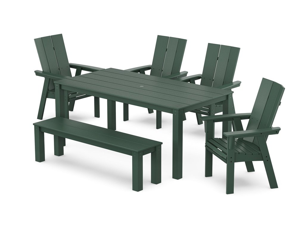 Modern Curveback Adirondack 6-Piece Parsons Dining Set with Bench Photo