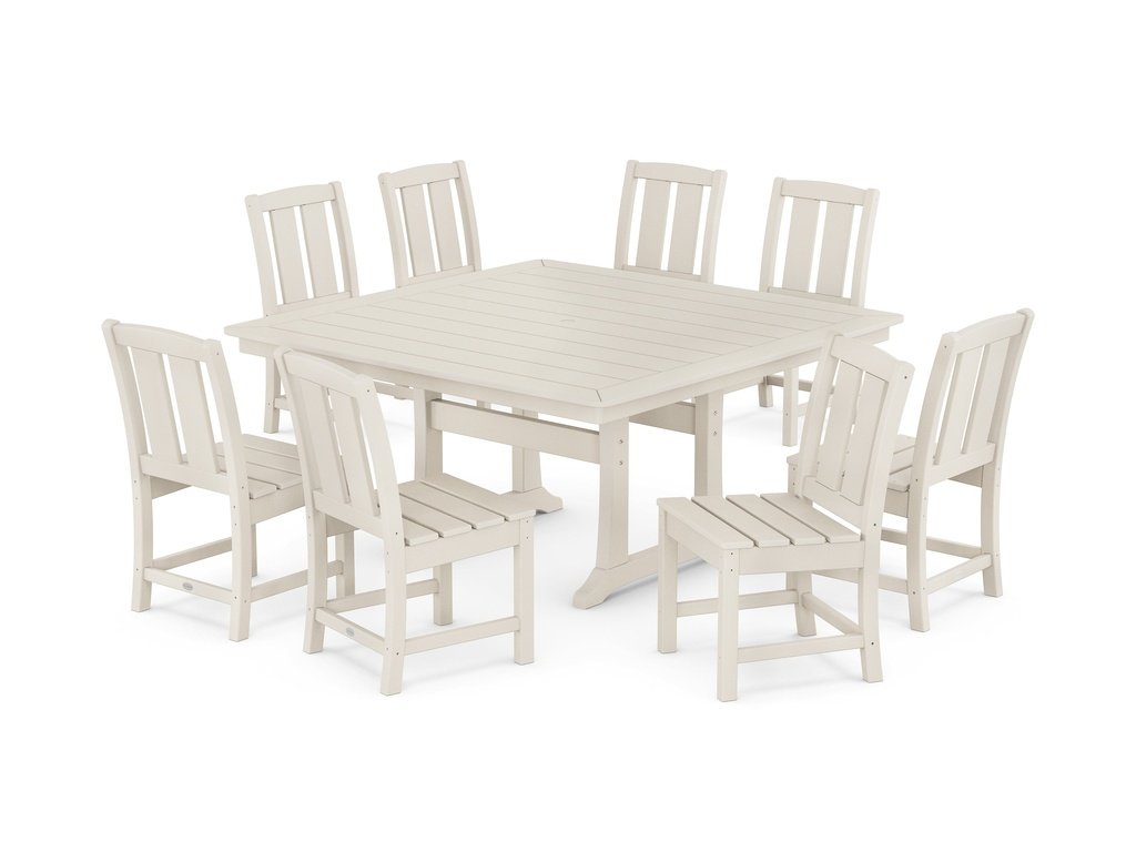 Mission Side Chair 9-Piece Square Dining Set with Trestle Legs Photo