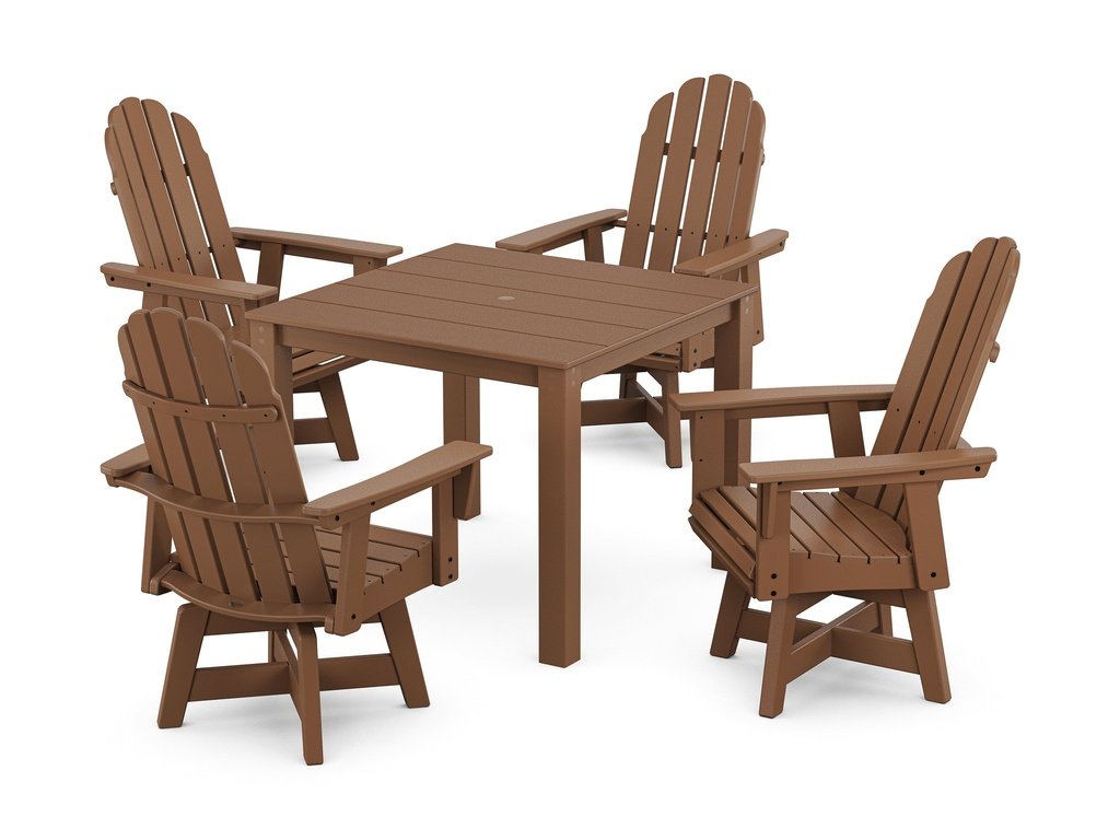 Vineyard Curveback Adirondack 5-Piece Parsons Swivel Dining Set Photo