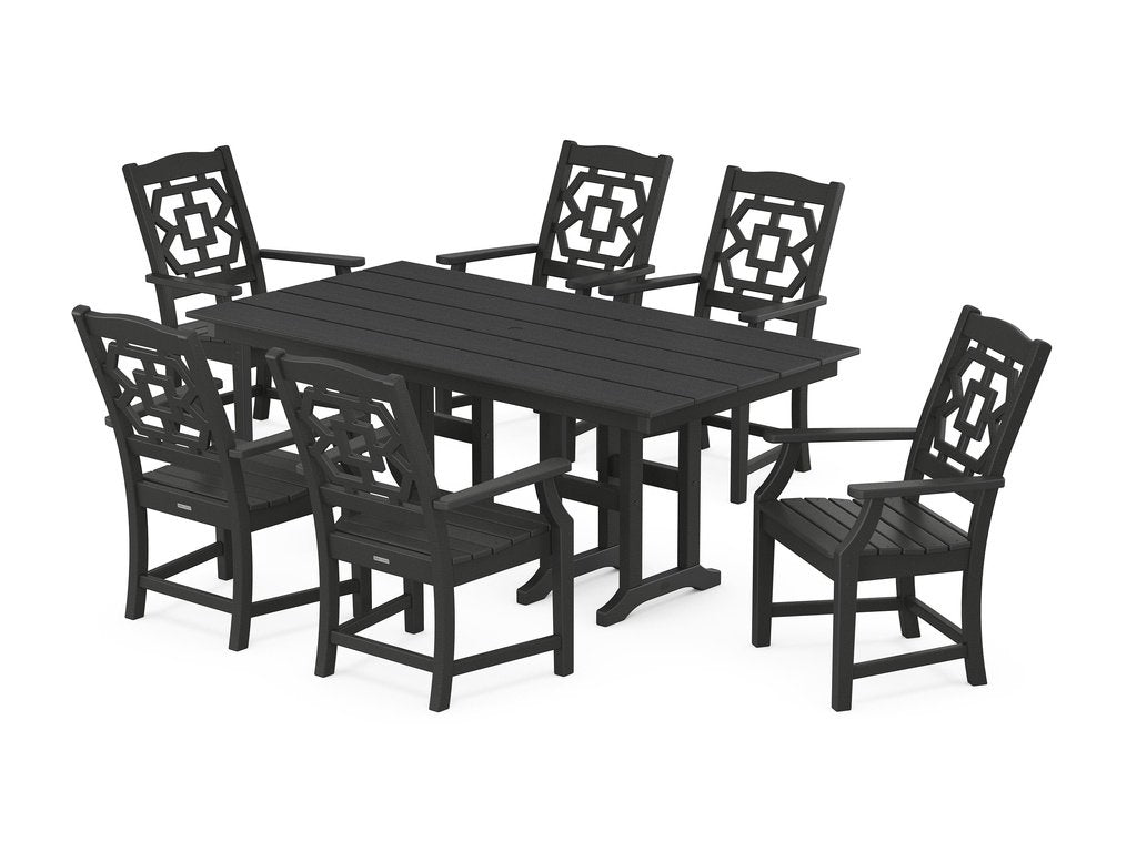 Chinoiserie Arm Chair 7-Piece Farmhouse Dining Set Photo