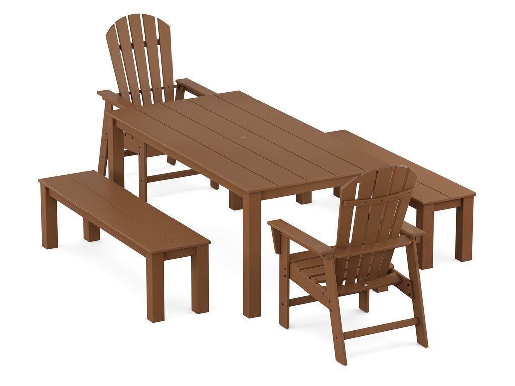 South Beach 5-Piece Parsons Dining Set with Benches Photo