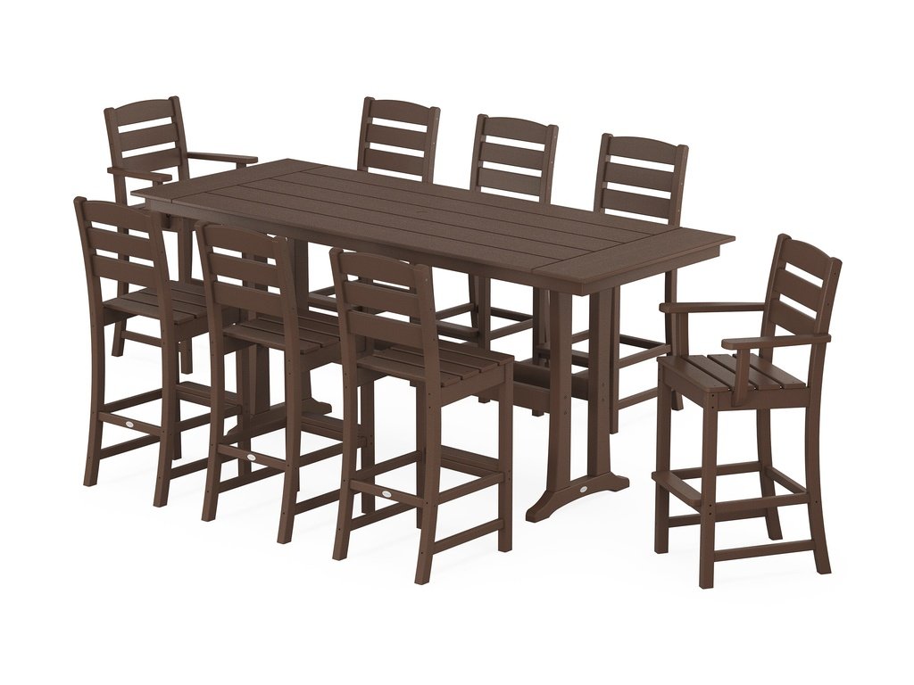 Lakeside 9-Piece Farmhouse Bar Set with Trestle Legs Photo