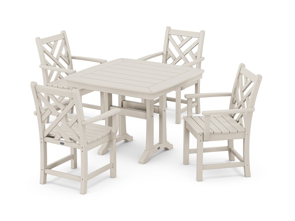 Chippendale 5-Piece Dining Set with Trestle Legs Photo