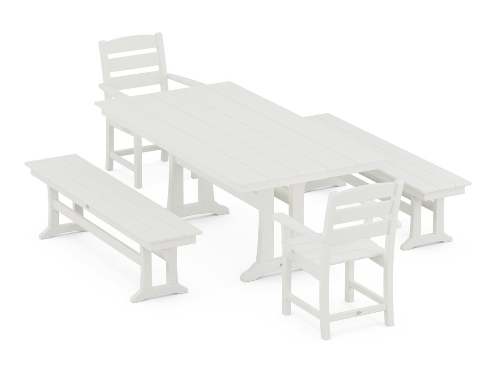 Lakeside 5-Piece Farmhouse Dining Set With Trestle Legs Photo