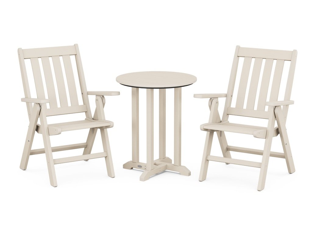 Vineyard Folding Chair 3-Piece Round Dining Set Photo