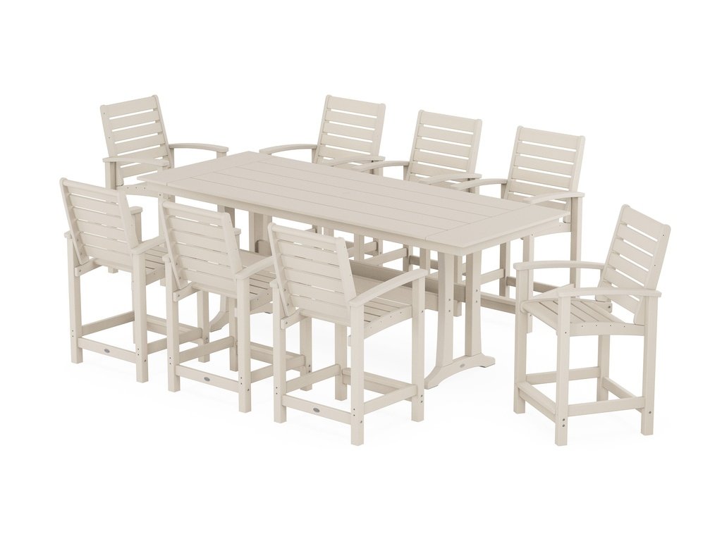 Signature 9-Piece Farmhouse Counter Set with Trestle Legs Photo