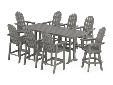 Vineyard Curveback Adirondack Swivel 9-Piece Bar Set with Trestle Legs Photo