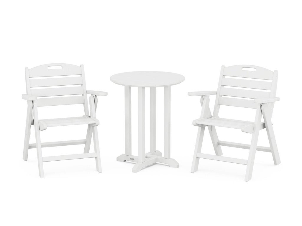 Nautical Folding Lowback Chair 3-Piece Round Dining Set Photo