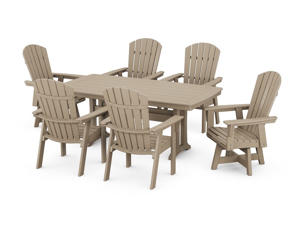 Nautical Curveback Adirondack Swivel Chair 7-Piece Dining Set with Trestle Legs Photo