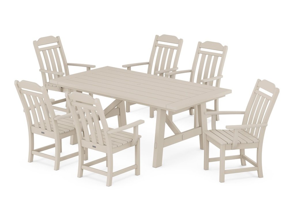 Country Living Arm Chair 7-Piece Rustic Farmhouse Dining Set Photo