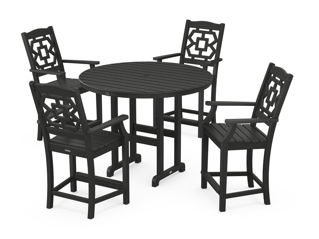 Chinoiserie 5-Piece Round Farmhouse Counter Set Photo