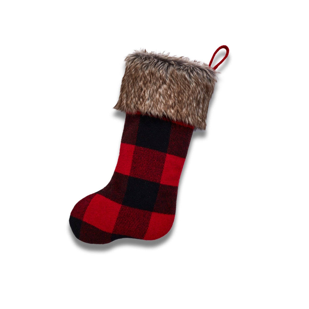 Cabin Blanket Christmas Stocking in Red and Black - Retreat Home Furniture