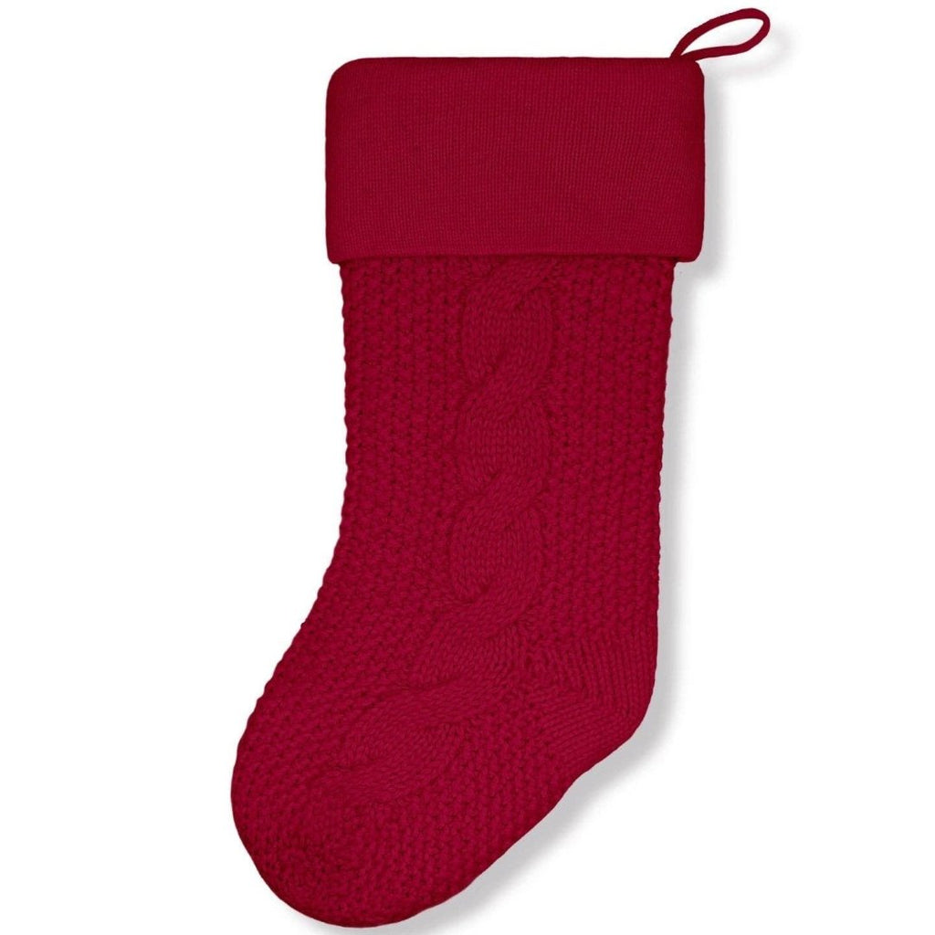 Chunky Cable Knit Christmas Stocking | Red - Retreat Home Furniture