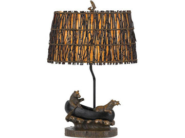 Bears In Canoe Table Lamp